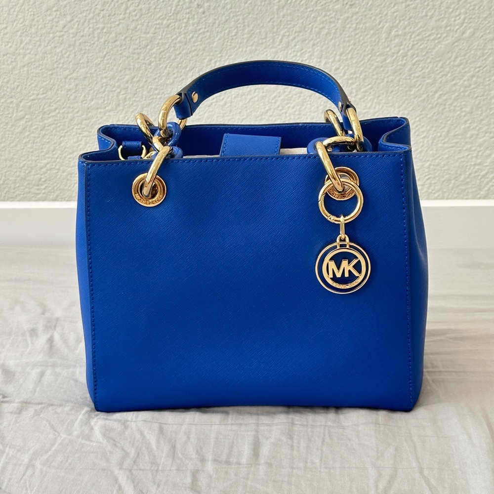 Michael Kors Royal Blue Satchel with Gold Accents